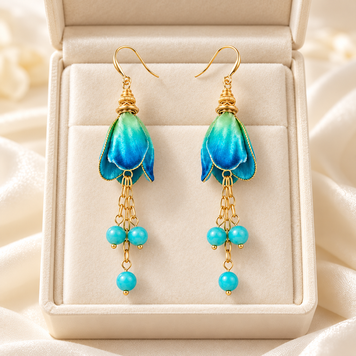 Blue Bellflower Ronghua Tassel Earrings — photo 1