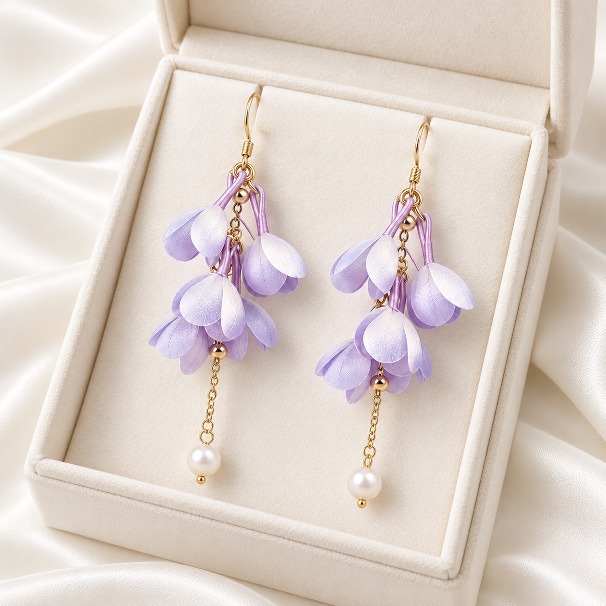 Lavender Wisteria Ronghua Drop Earrings — photo 1