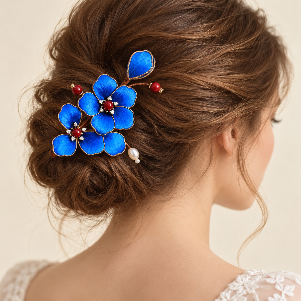 Blue blossom Ronghua hair clip Lanqi — photo 1