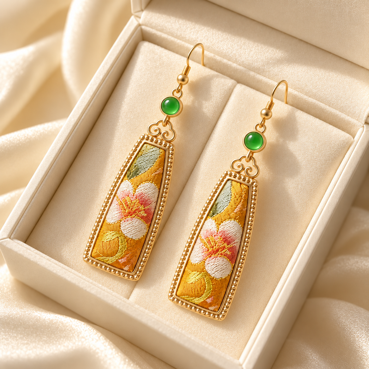 Songjin silk floral ear-hook earrings — photo 1