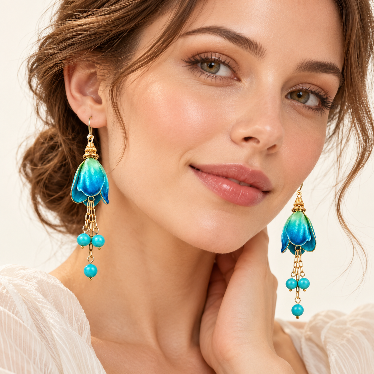 Blue Bellflower Ronghua Tassel Earrings — photo 2