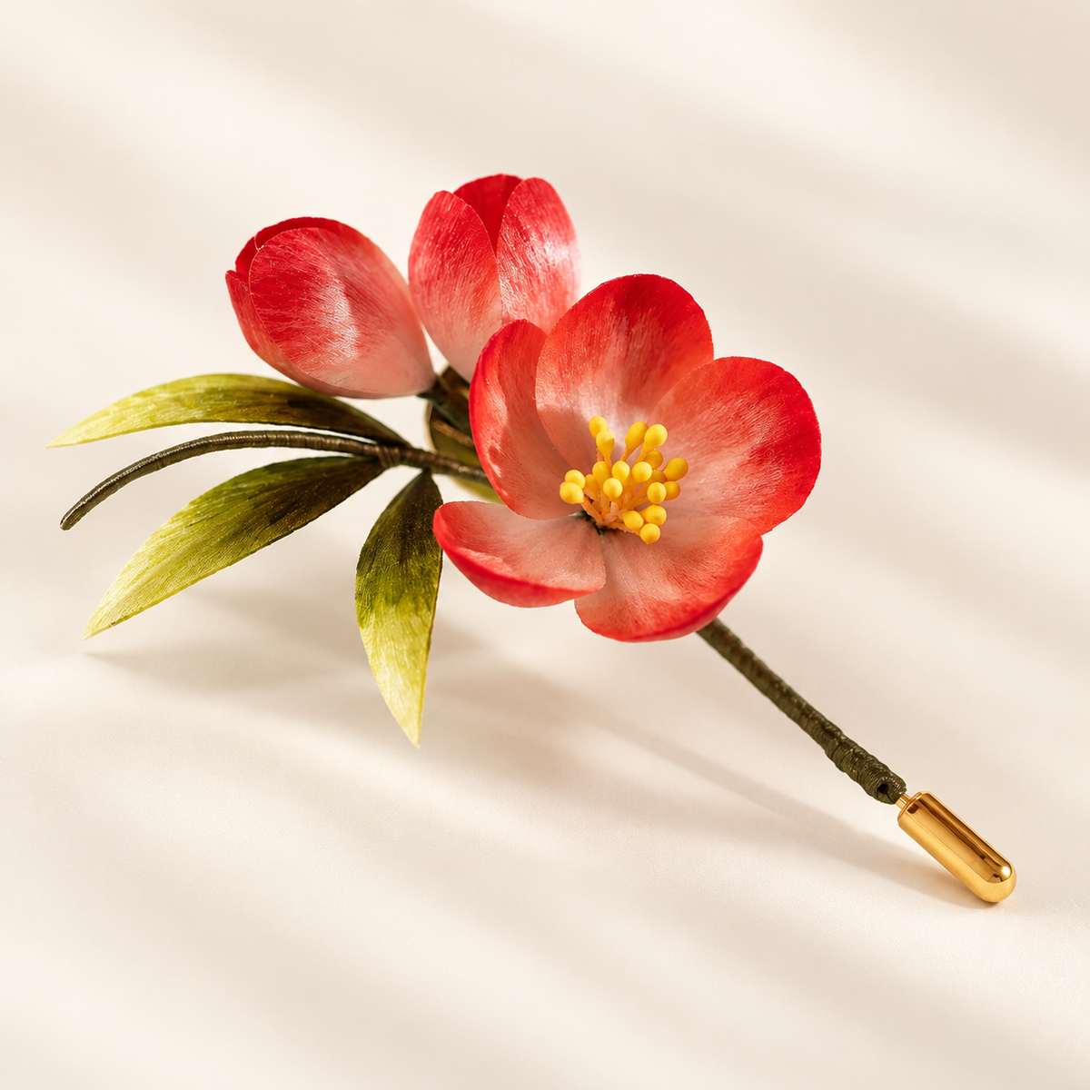 Nanzhi red plum blossom Ronghua brooch product front view