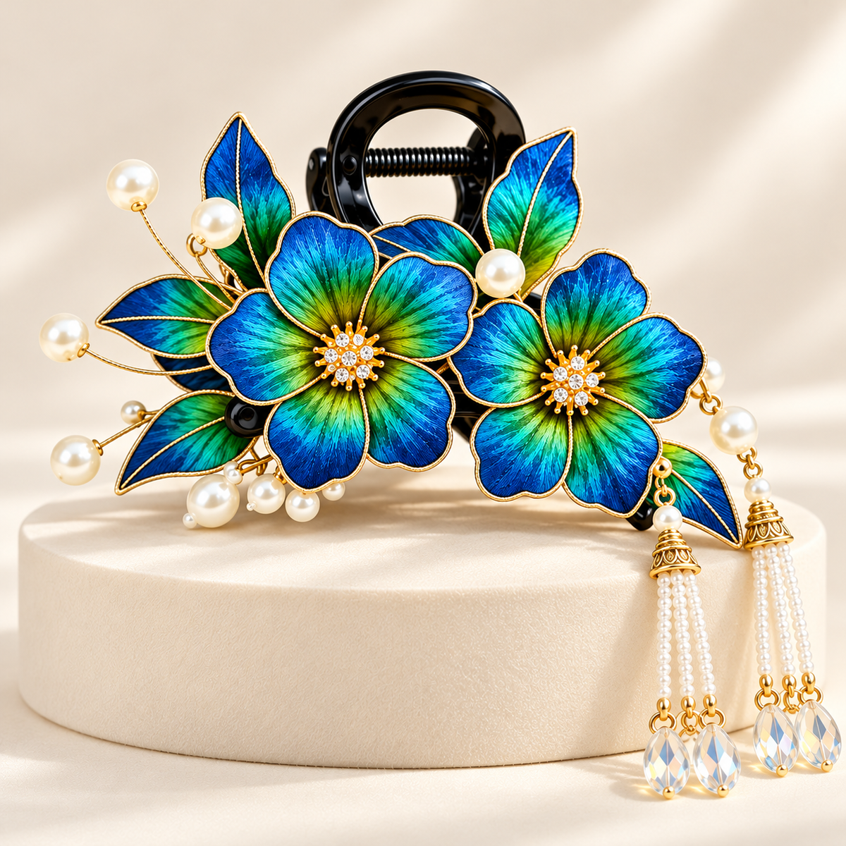 Blue-green blossom Ronghua claw hair clip Qingluan — photo 2