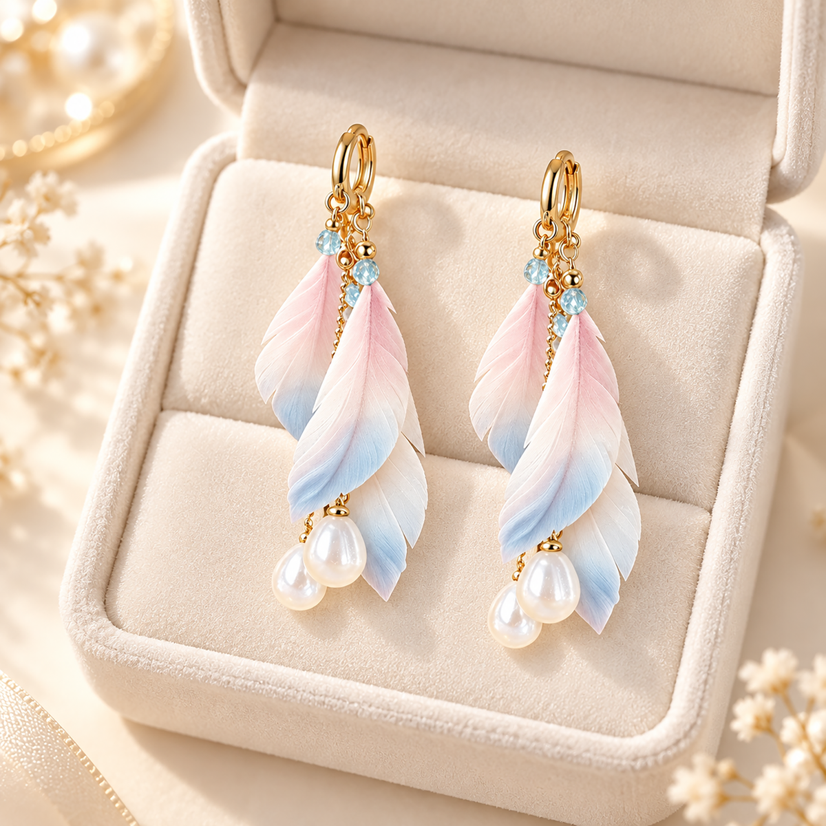 Flower Feather Ronghua Drop Earrings — photo 2