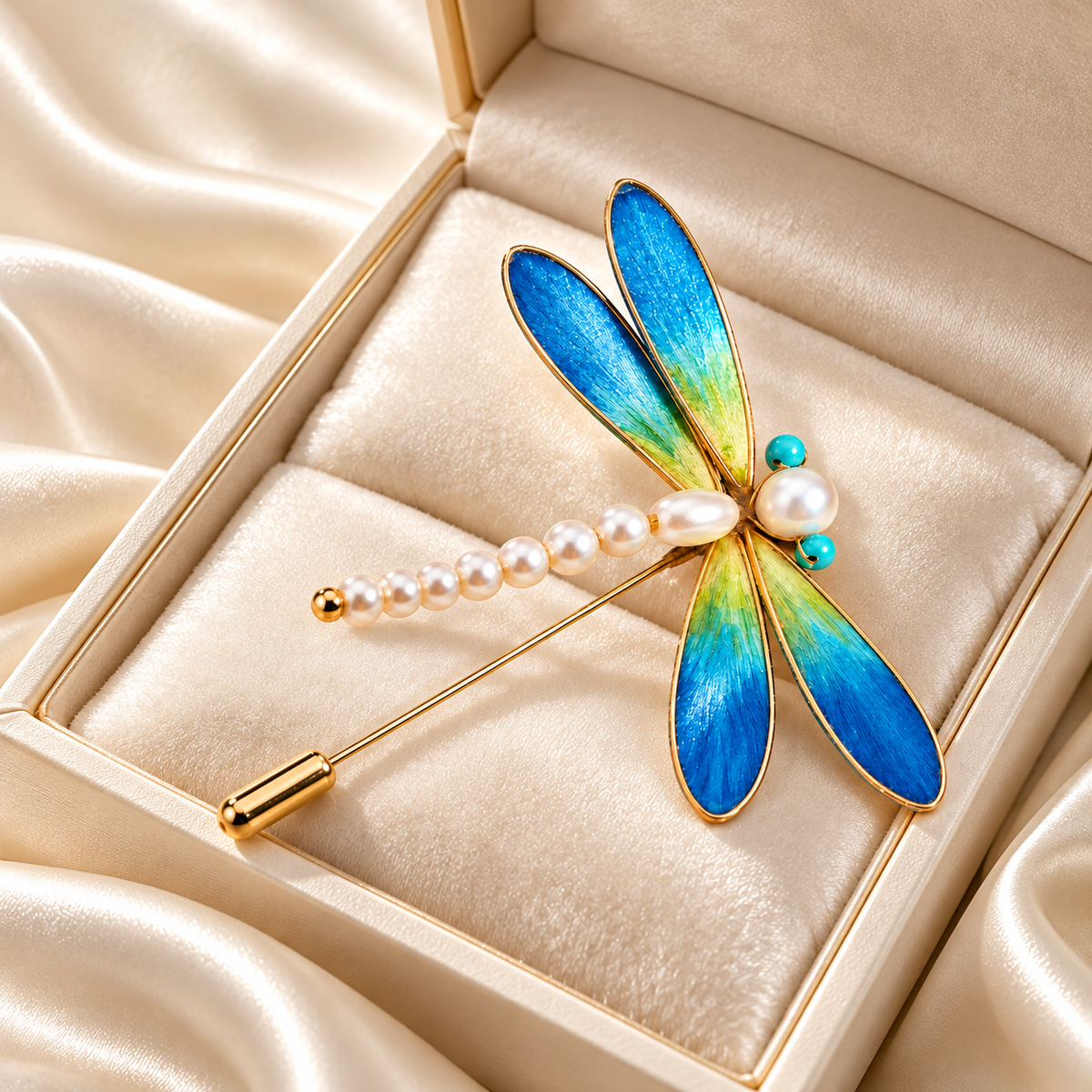 Zhici Qinglü dragonfly brooch in a gift box