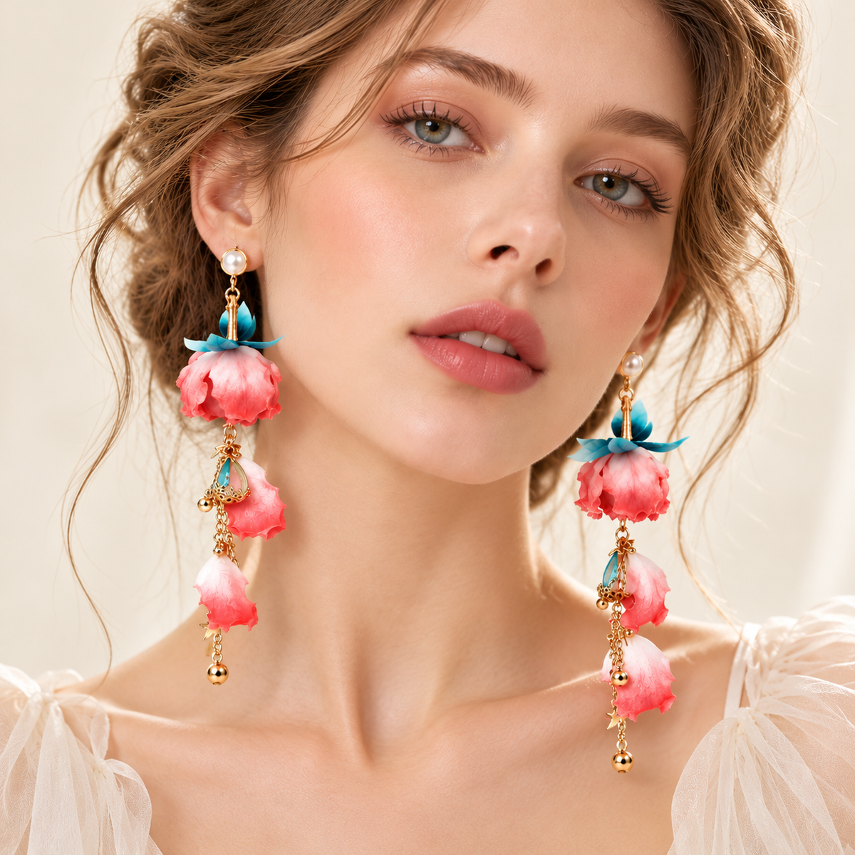 Pink Peony Ronghua Tassel Earrings — photo 2