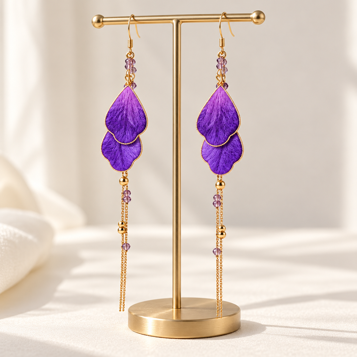 Purple Mandala Ronghua Drop Earrings — photo 3