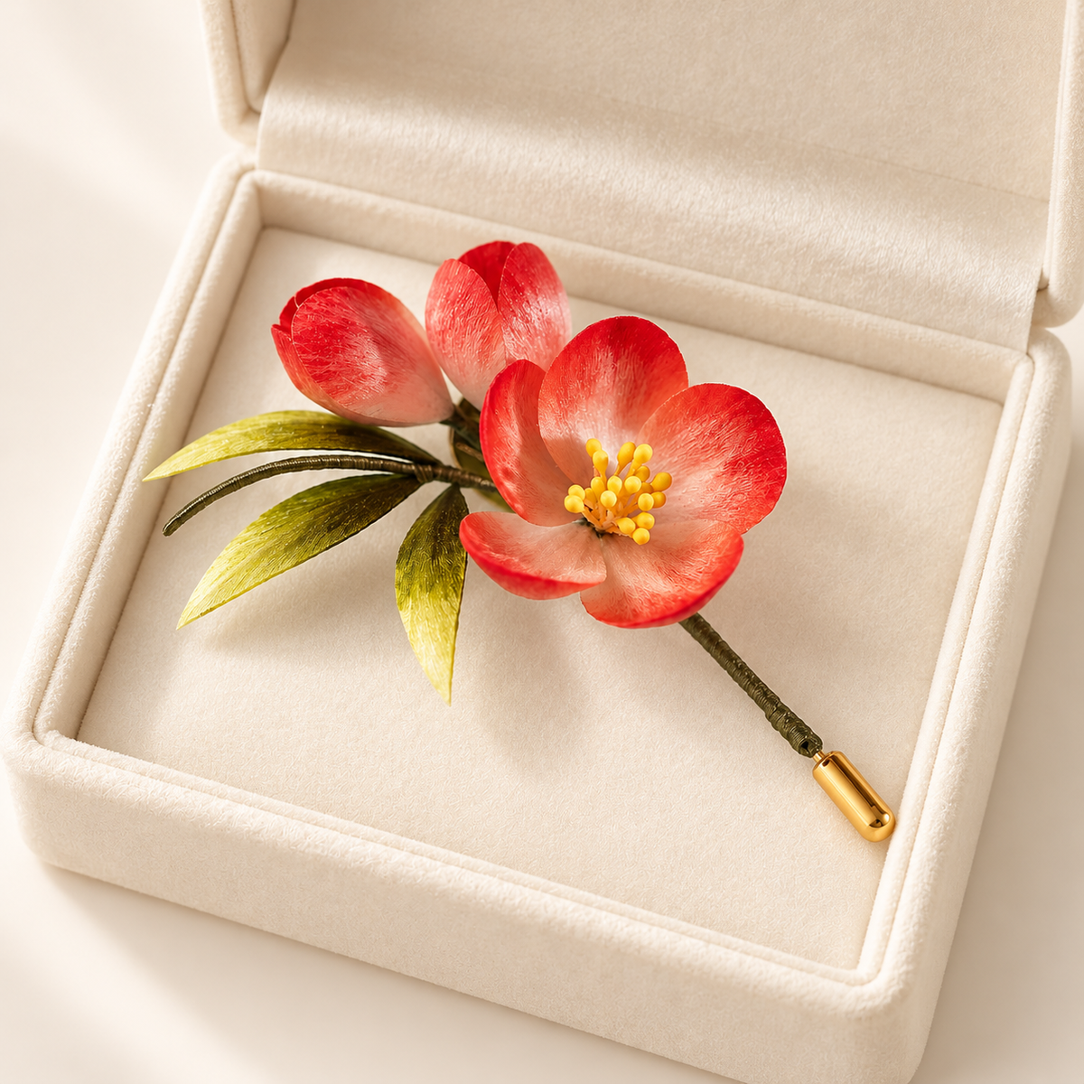 Red plum mulberry-silk Ronghua brooch alternate angle