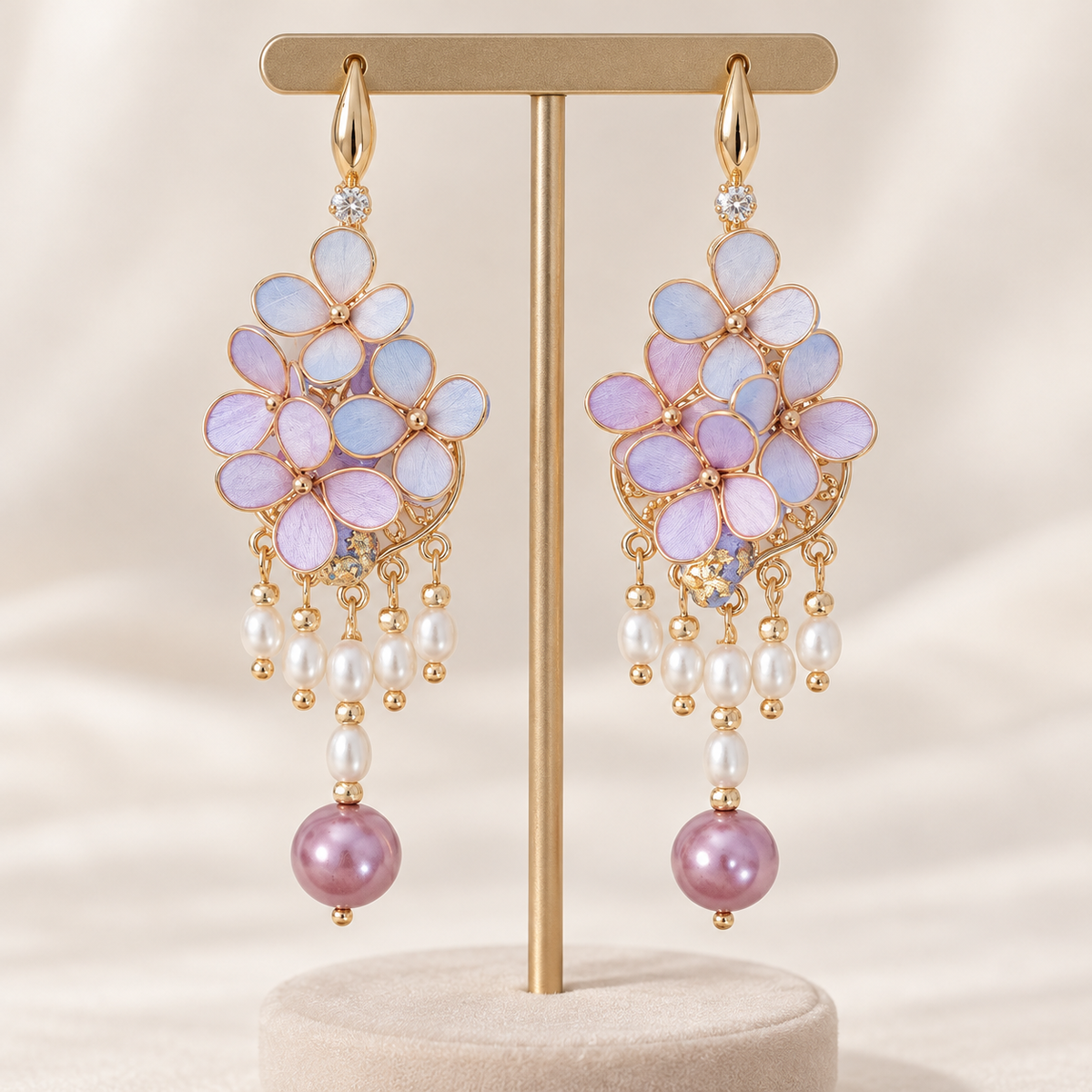 Lilac Cloud Cluster Ronghua Tassel Earrings — photo 3