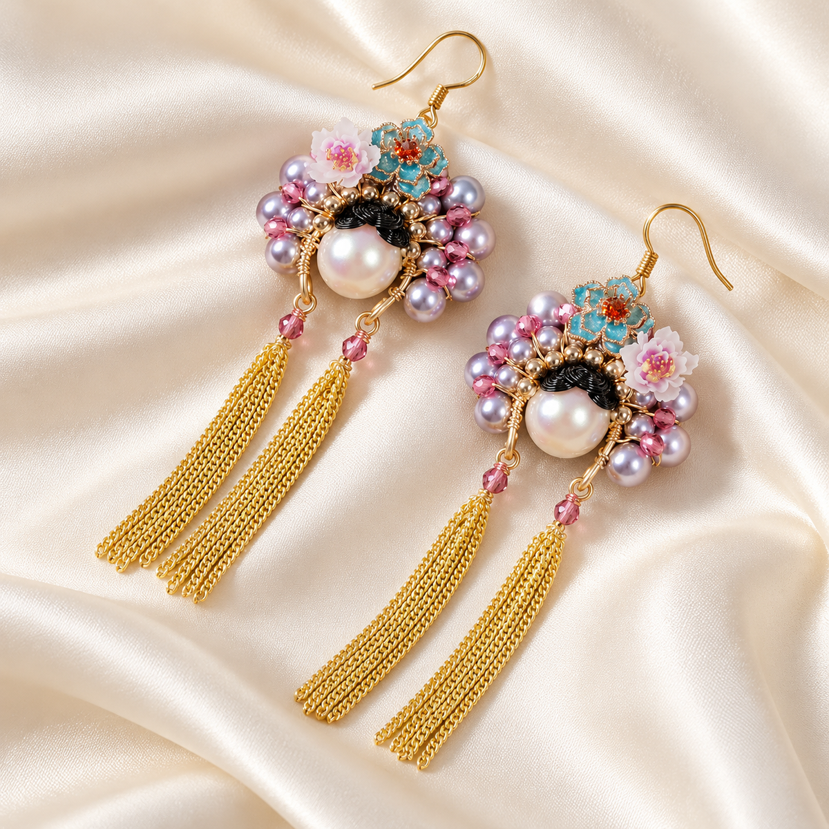 Zhenhuan Huadan beaded opera tassel earrings — photo 3