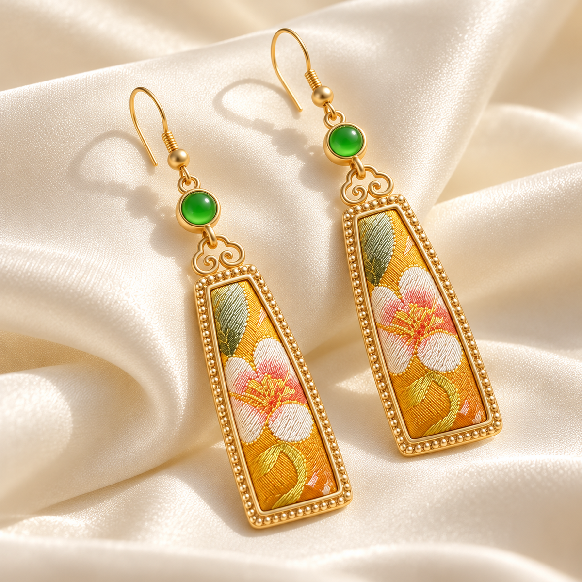 Songjin silk floral ear-hook earrings — photo 4