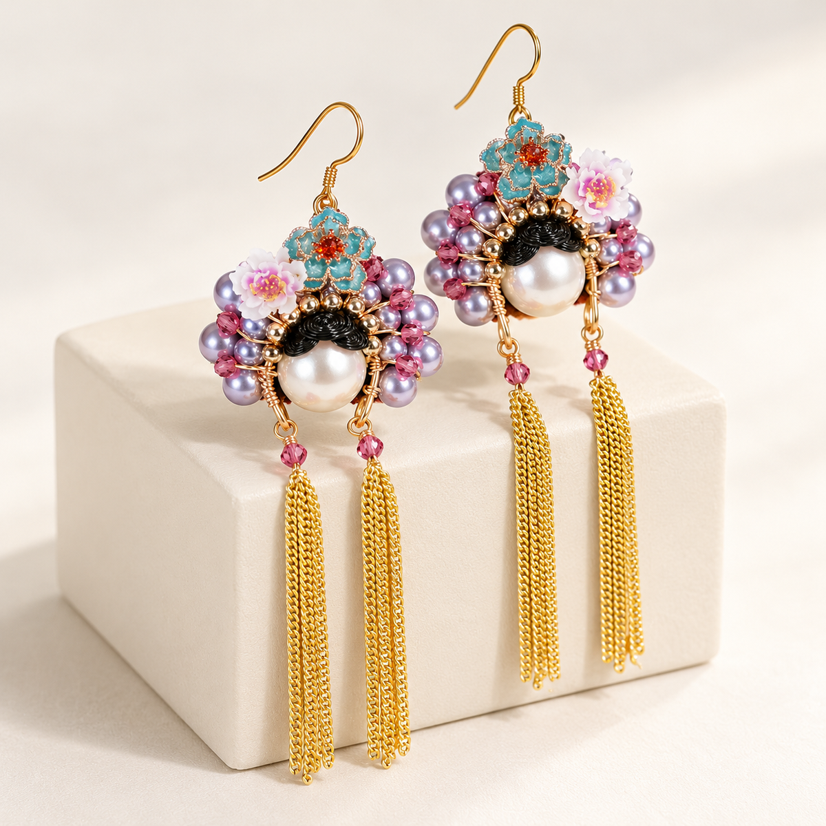 Zhenhuan Huadan beaded opera tassel earrings — photo 4