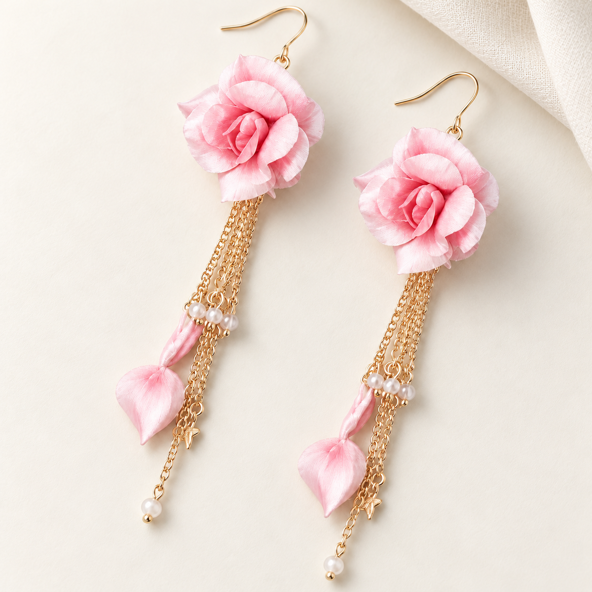 Pink Rose Ronghua Tassel Earrings — photo 4