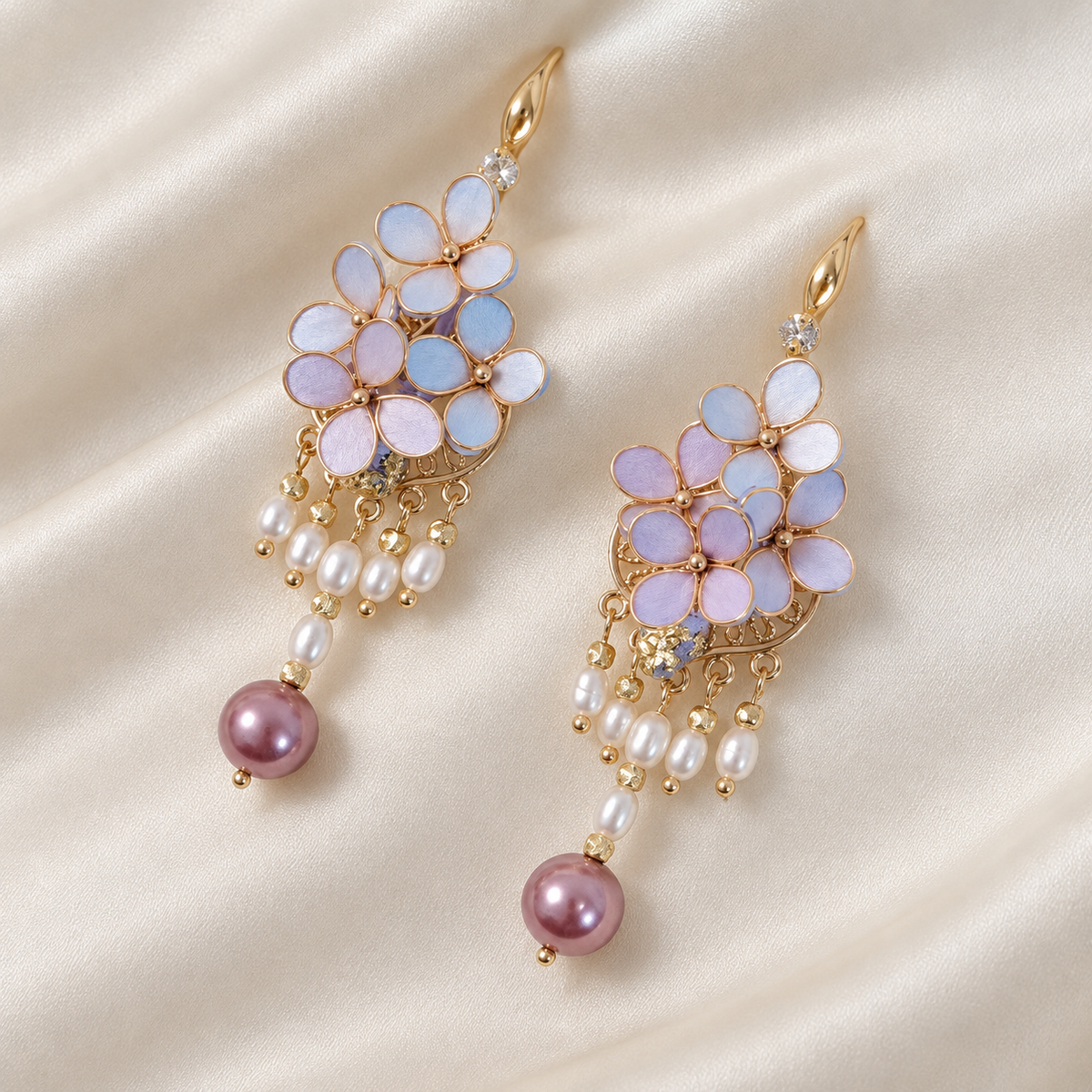 Lilac Cloud Cluster Ronghua Tassel Earrings — photo 4