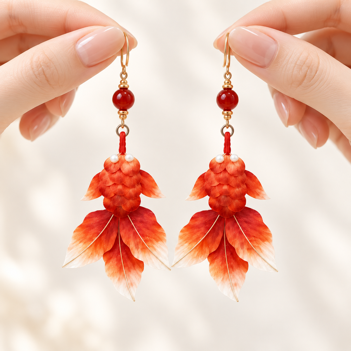 Red Koi Ronghua Drop Earrings — photo 5