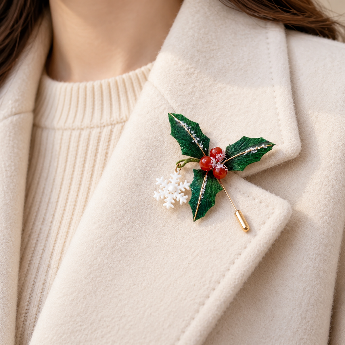 Holly mulberry-silk Ronghua brooch alternate view