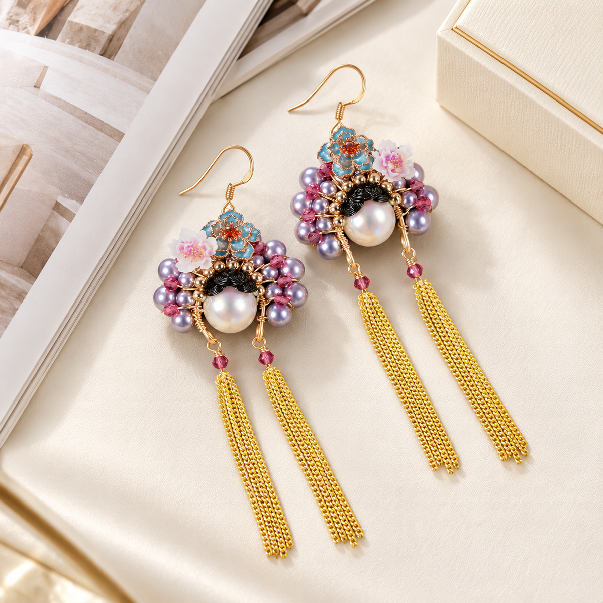 Zhenhuan Huadan beaded opera tassel earrings — photo 5