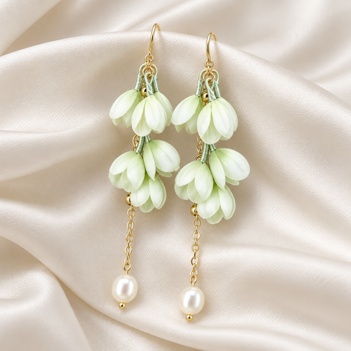 Pale Green Wisteria Ronghua Drop Earrings — photo 5