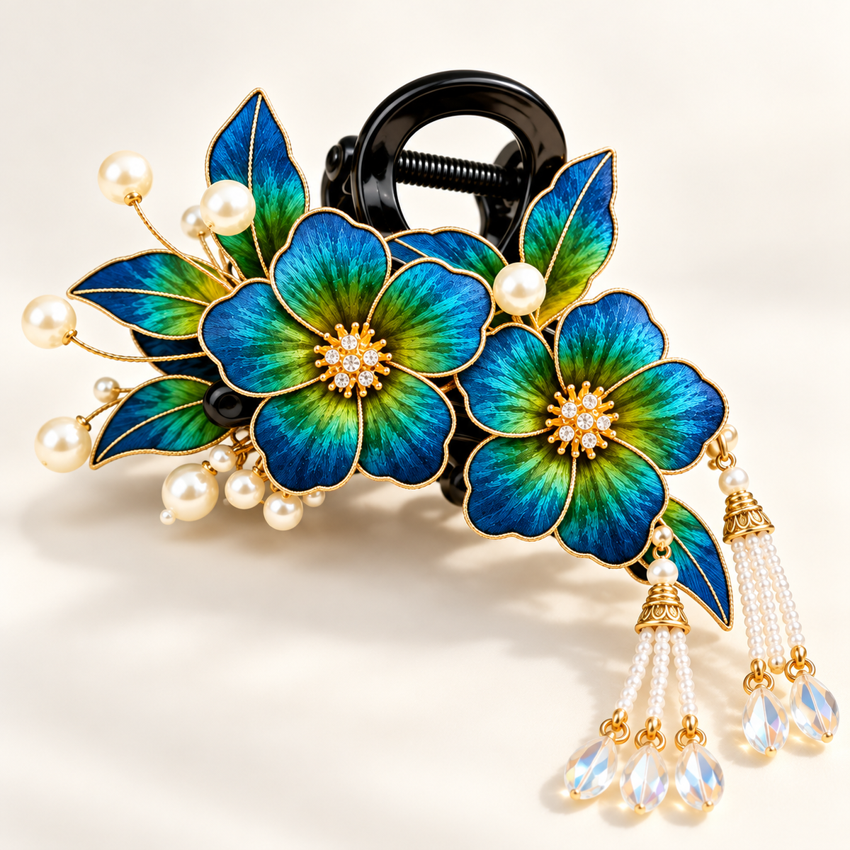 Blue-green blossom Ronghua claw hair clip Qingluan — photo 5