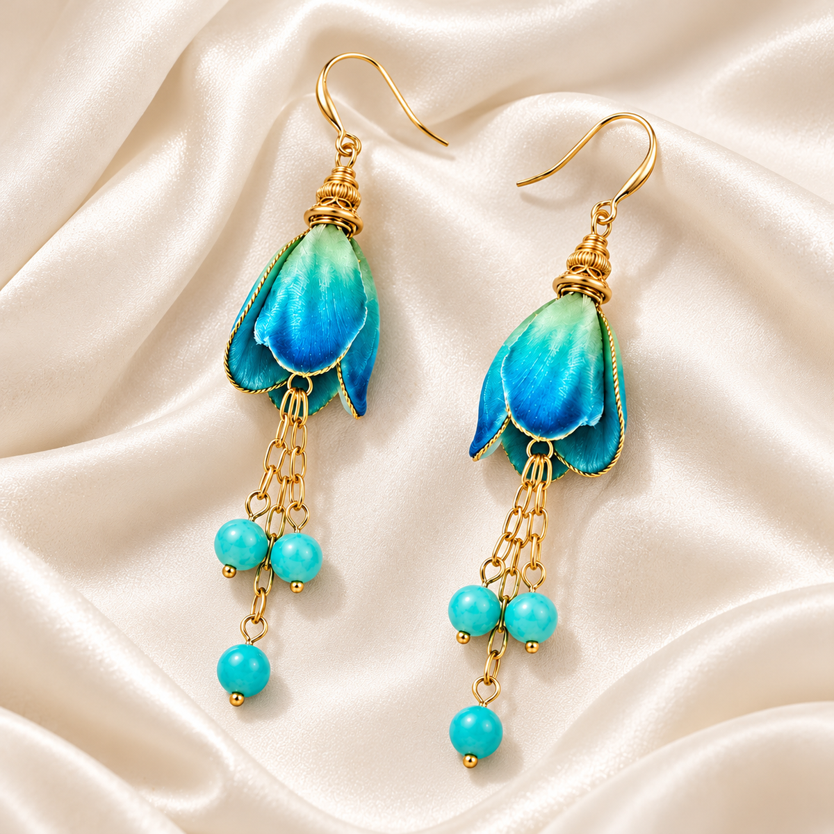 Blue Bellflower Ronghua Tassel Earrings — photo 5