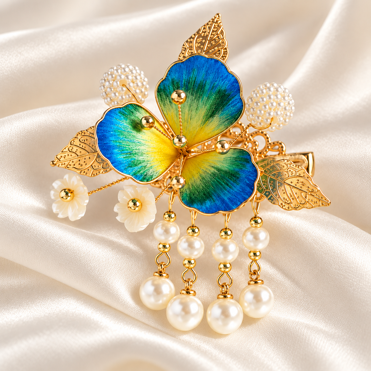 Zhici Qinglü hair clip with pearl-look drops