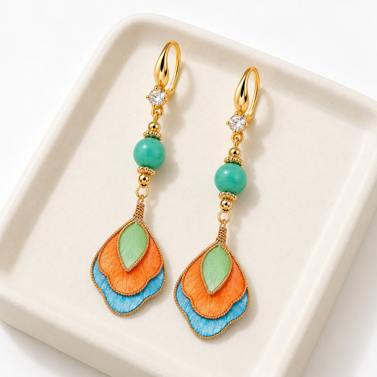 Feitian Dunhuang silk Ronghua earrings alternate detail