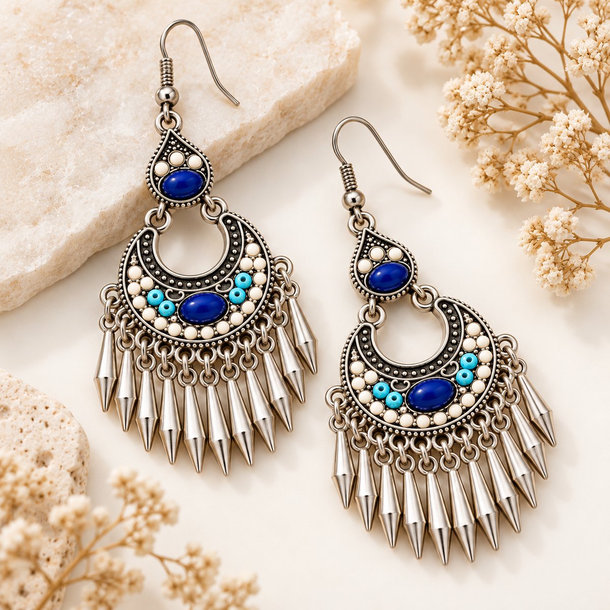 Yezisusu silver-tone leaf tassel earrings — photo 6