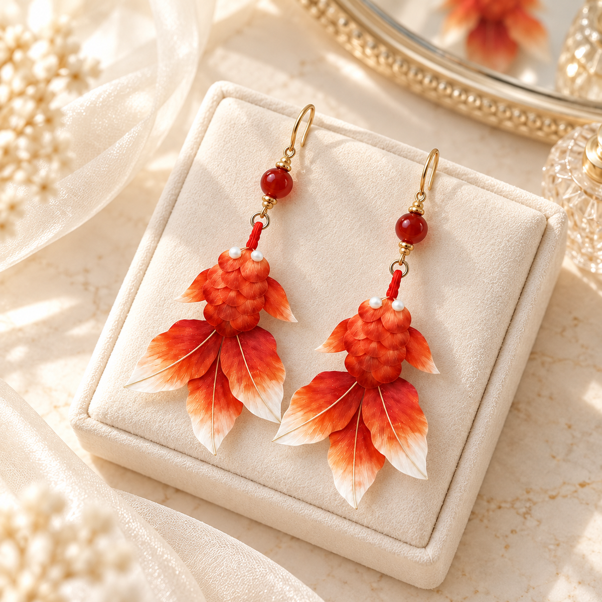 Red Koi Ronghua Drop Earrings — photo 6