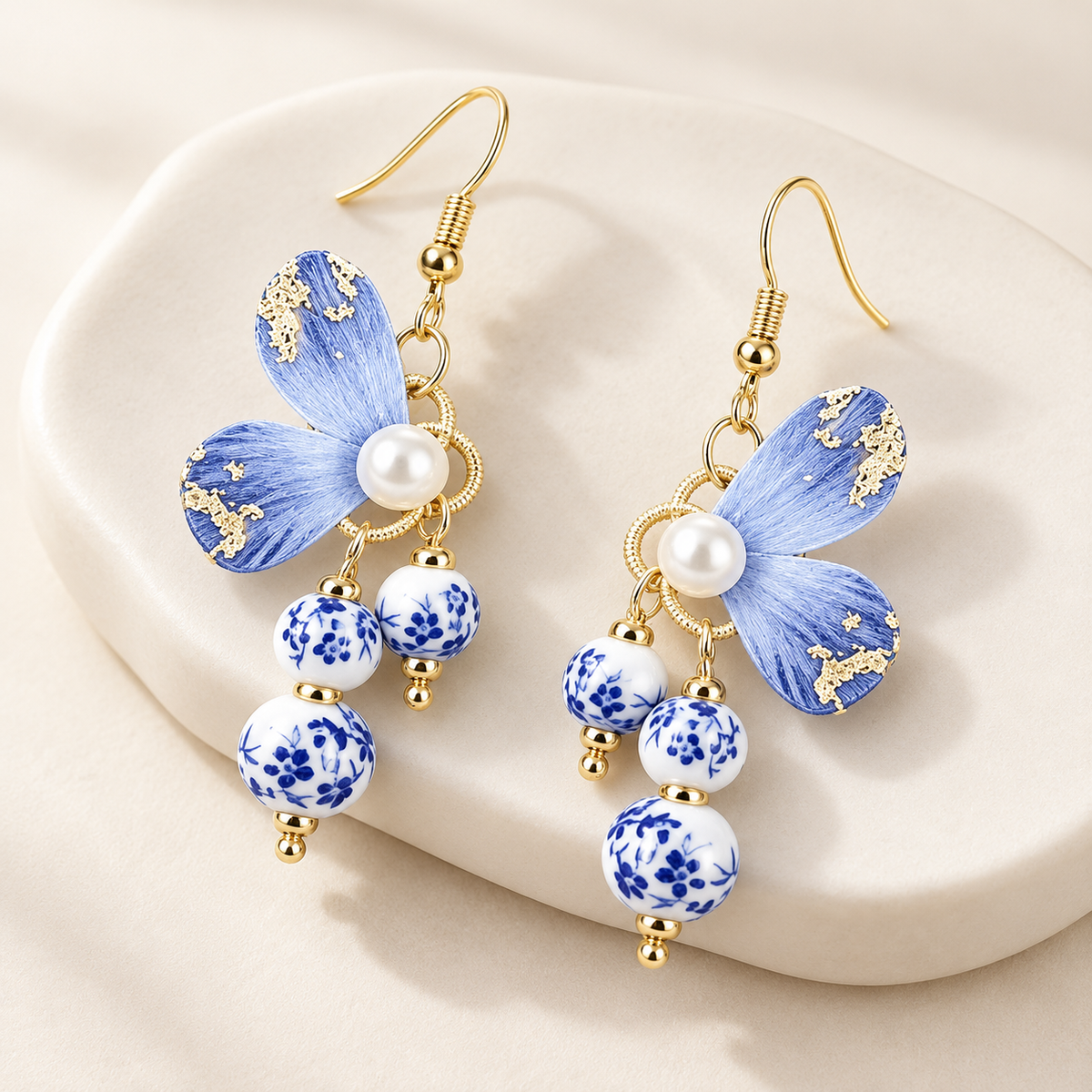 Blue Porcelain Butterfly Ronghua Drop Earrings — photo 6