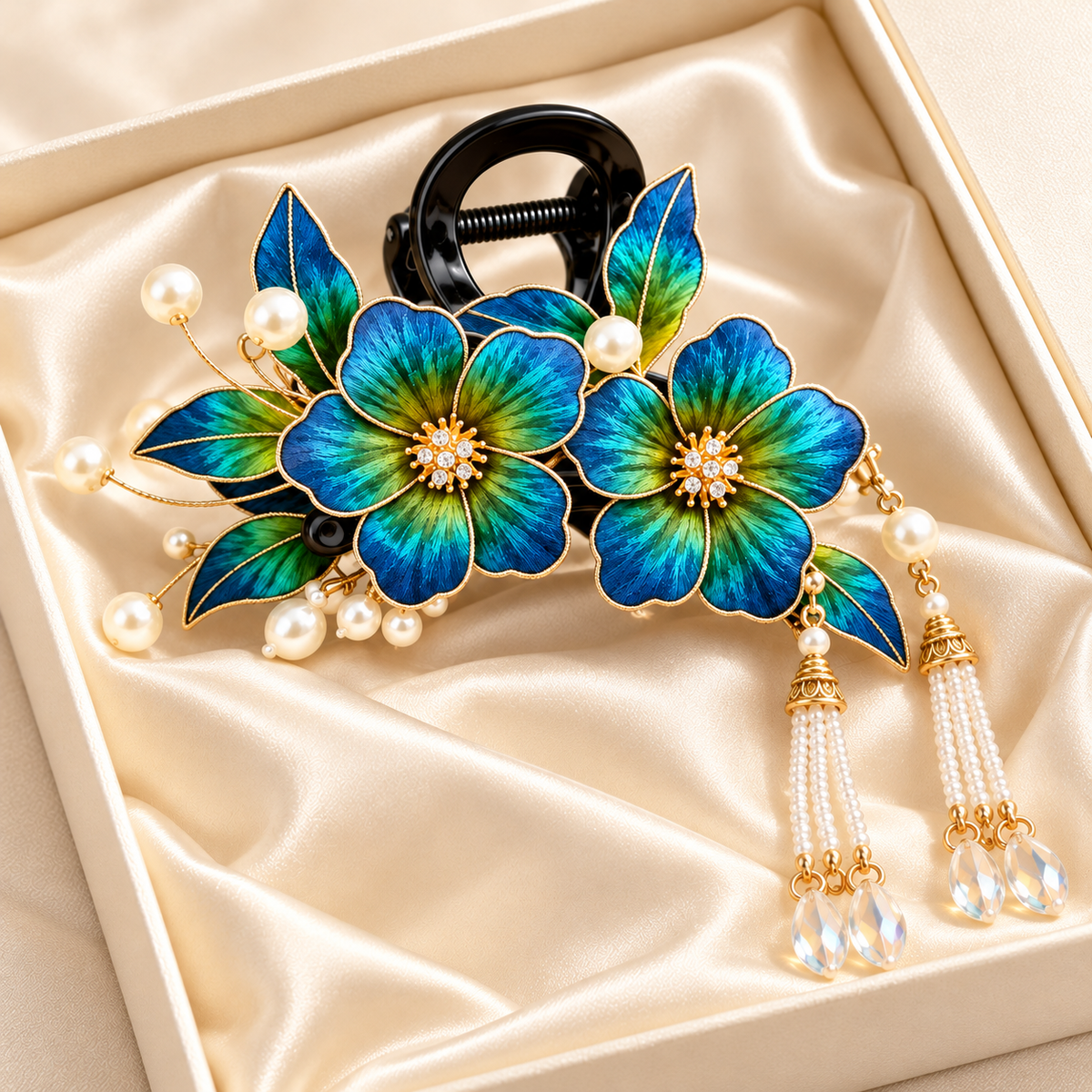 Blue-green blossom Ronghua claw hair clip Qingluan — photo 6