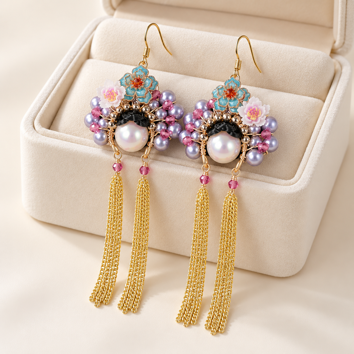 Zhenhuan Huadan beaded opera tassel earrings — photo 6