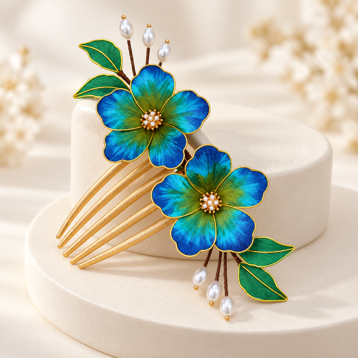 Blue-green blossom Ronghua hair comb Qianli Jiangshan — photo 6