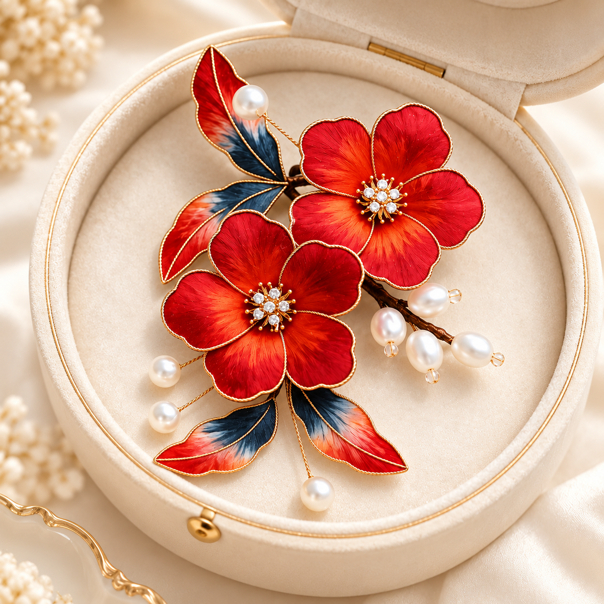 Red blossom Ronghua hair clip Zhuyan Jinxi — photo 6
