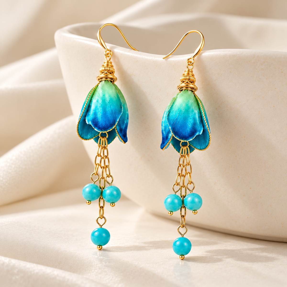 Blue Bellflower Ronghua Tassel Earrings — photo 6