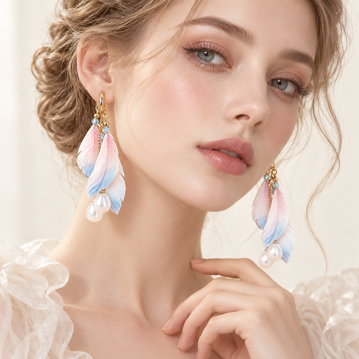 Flower Feather Ronghua Drop Earrings — photo 6