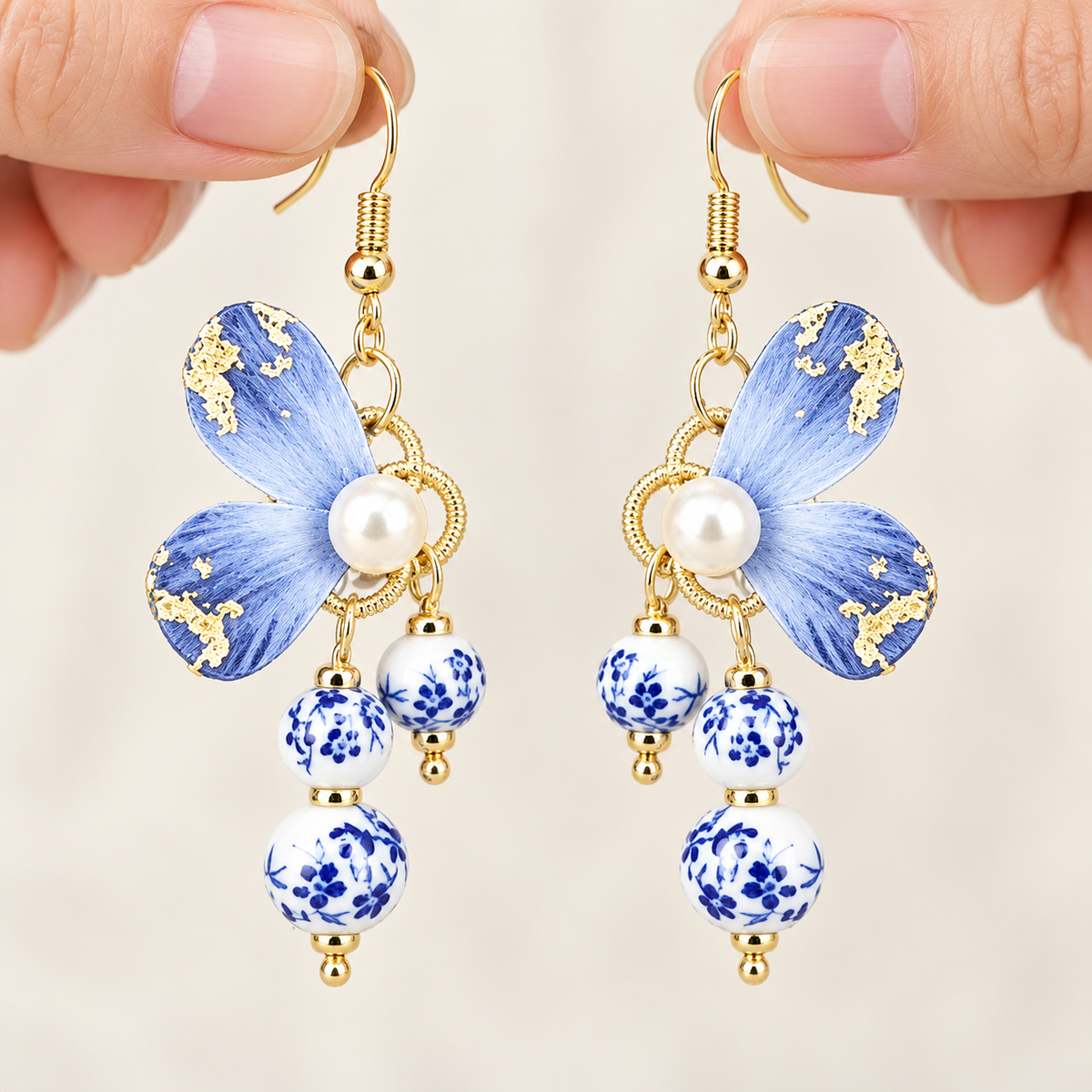 Blue Porcelain Butterfly Ronghua Drop Earrings — photo 7