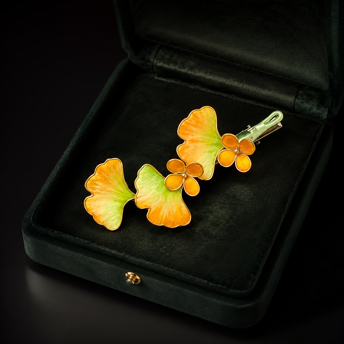 Ginkgo leaf Ronghua hair clip gift presentation