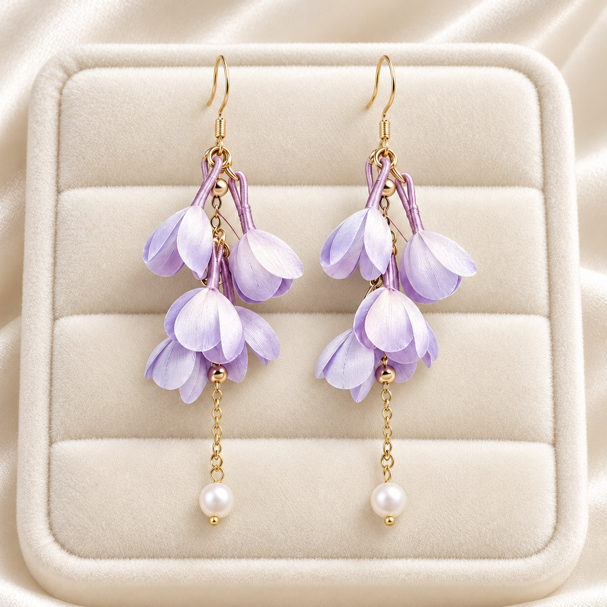 Lavender Wisteria Ronghua Drop Earrings — photo 7