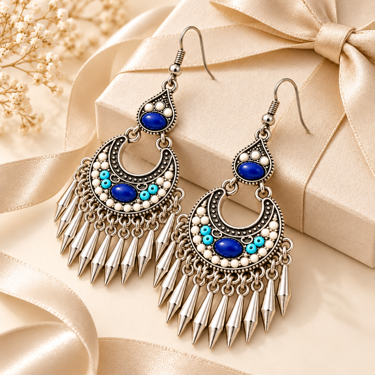 Yezisusu silver-tone leaf tassel earrings — photo 7