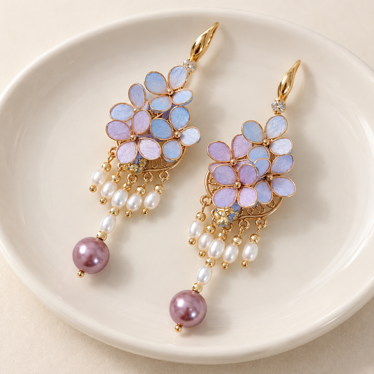 Lilac Cloud Cluster Ronghua Tassel Earrings — photo 7