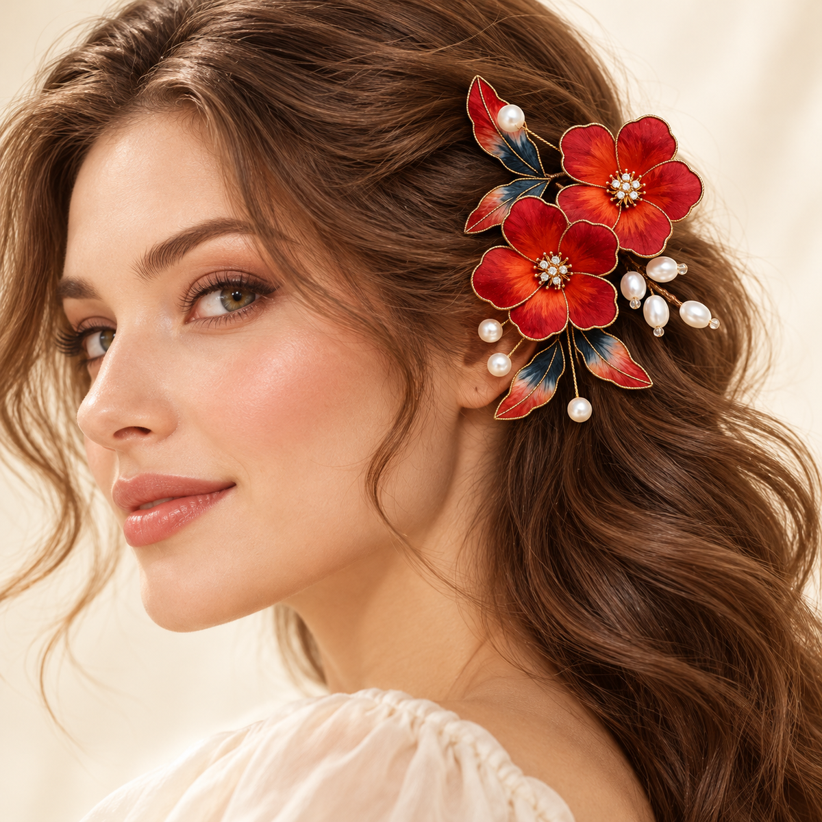 Red blossom Ronghua hair clip Zhuyan Jinxi — photo 7