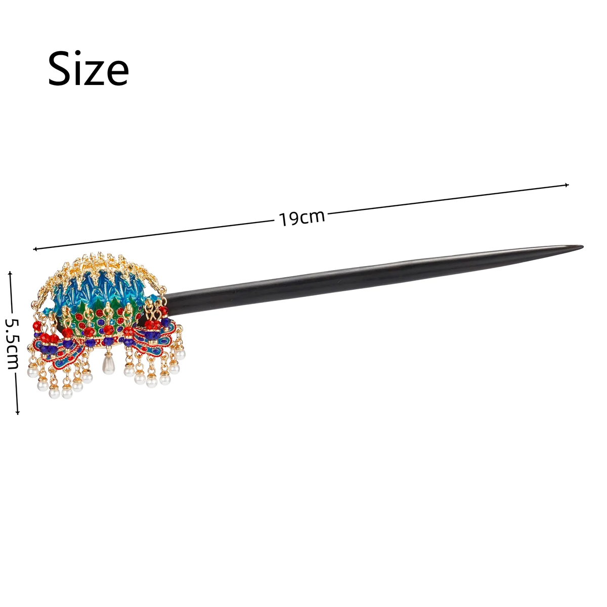 Nine Dragons Nine Phoenixes Crown Hairpin size, 19 cm long and 5.5 cm high