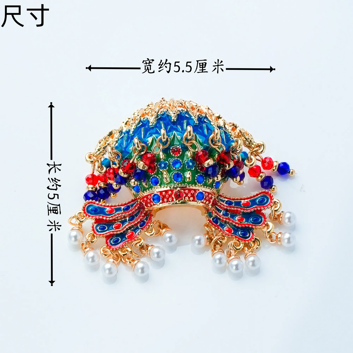 Nine Dragons and Nine Phoenixes Crown Sweater Brooch size, approximately 5.5 cm by 5 cm