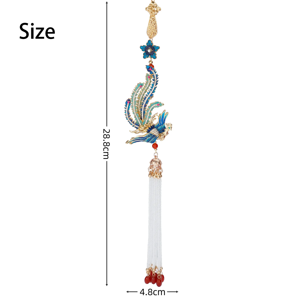 Phoenix Arrival Brooch size, 28.8 cm long and 4.8 cm wide