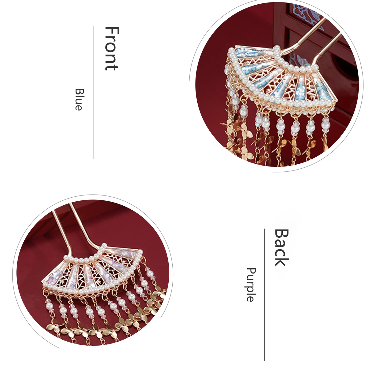 Yaoguang Fan Tassel Hairpin full view