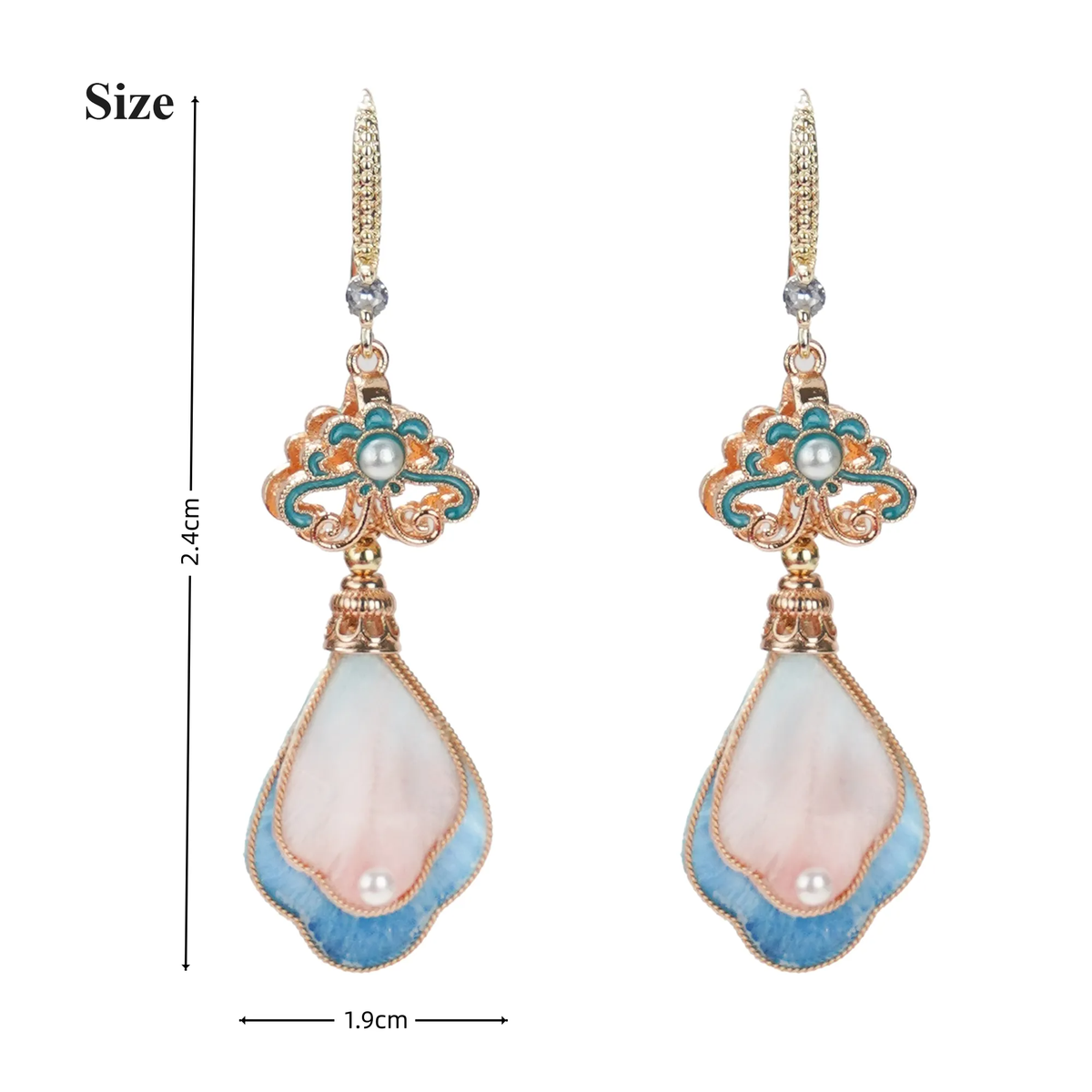 Size guide for peach blossom silk velvet earrings