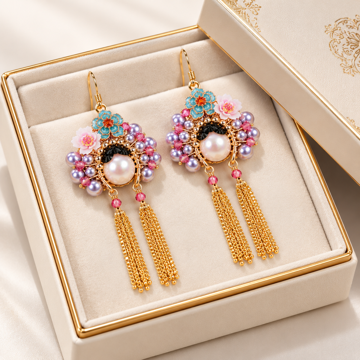 Zhenhuan Huadan beaded opera tassel earrings — photo 1
