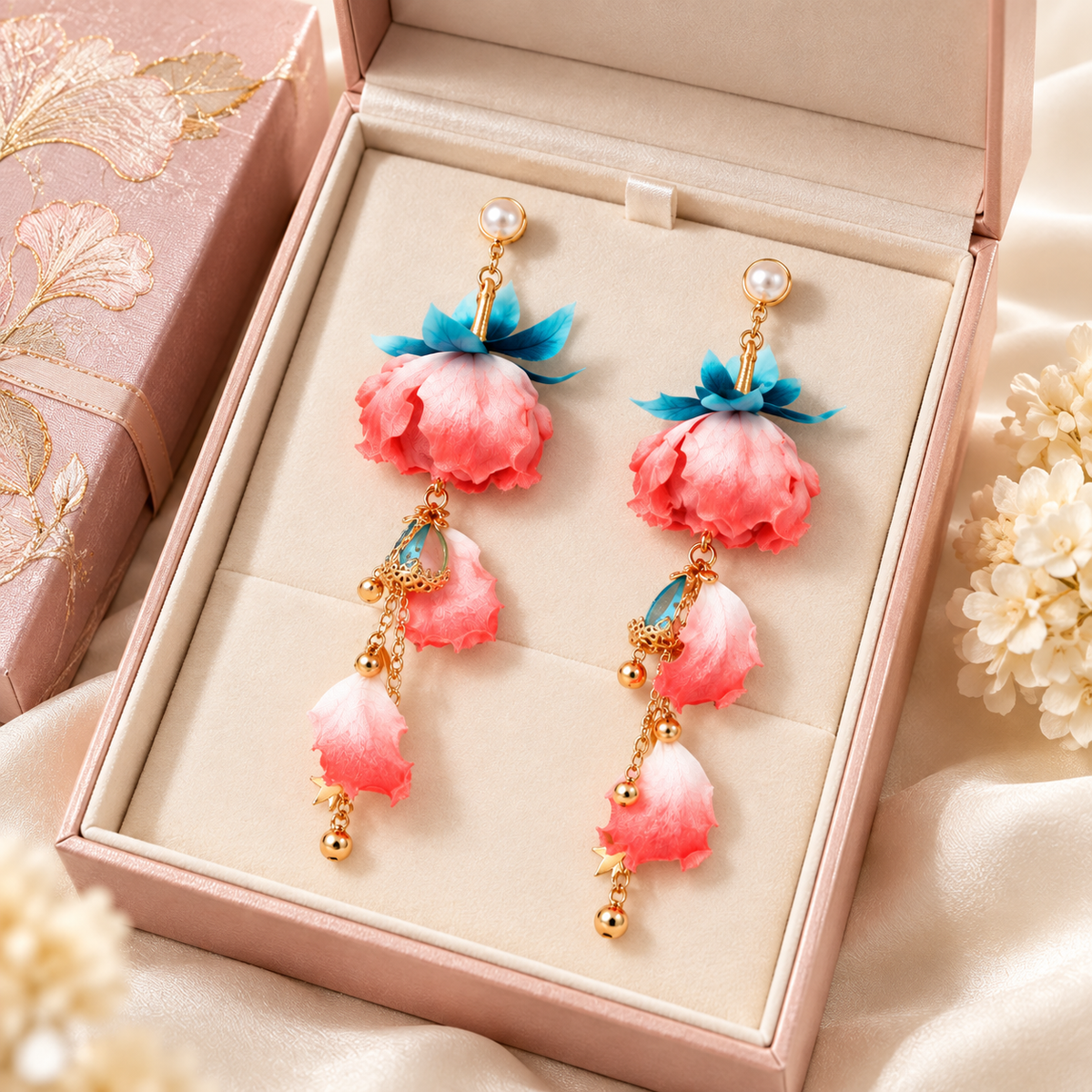Pink Peony Ronghua Tassel Earrings — photo 1