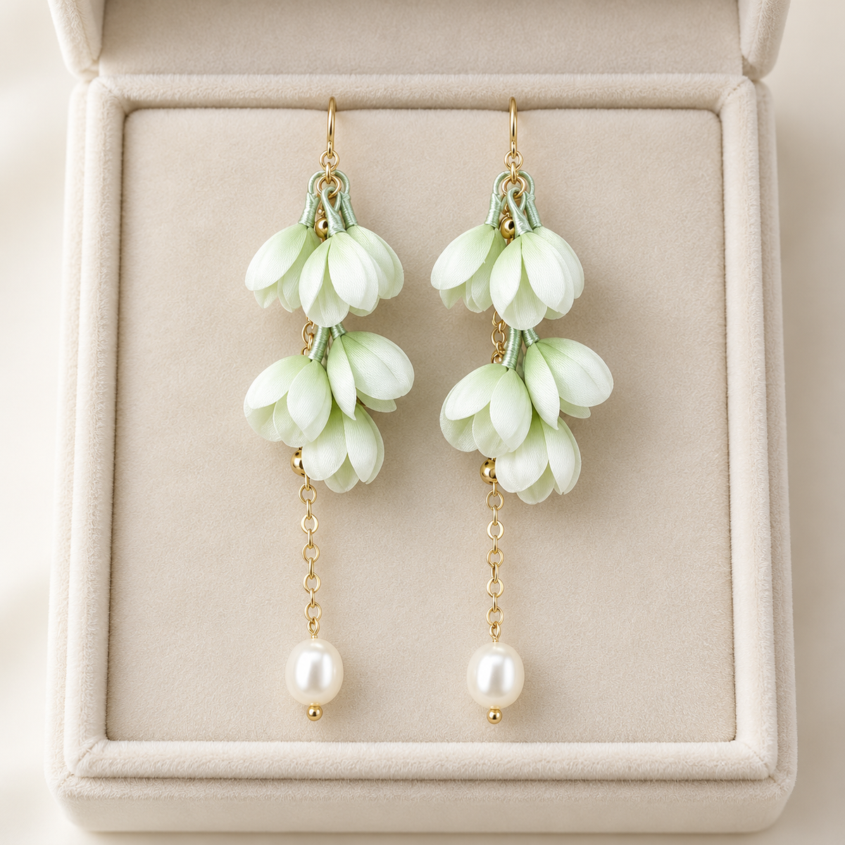 Pale Green Wisteria Ronghua Drop Earrings — photo 1