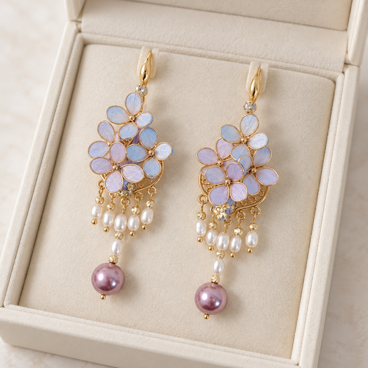 Lilac Cloud Cluster Ronghua Tassel Earrings — photo 1